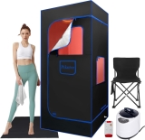 $159.99 Discount on Portable Red Light Steam Sauna Box, Personal Home Spa Tent, Sauna Sweat Room for Boost Health and Recovery, 3L & 1500W Steamer, Red Light Feature, Large Chair, 9 Level Remote Control, Non-Slip Mat